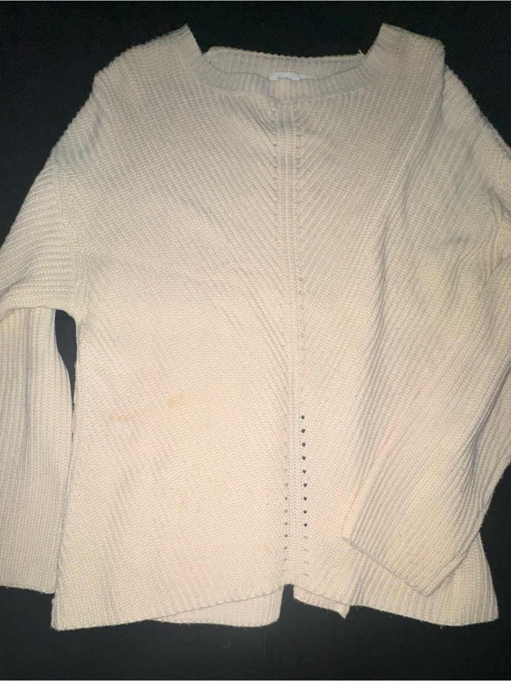 Cream Ribbed Open Back Knit Women's Sweater